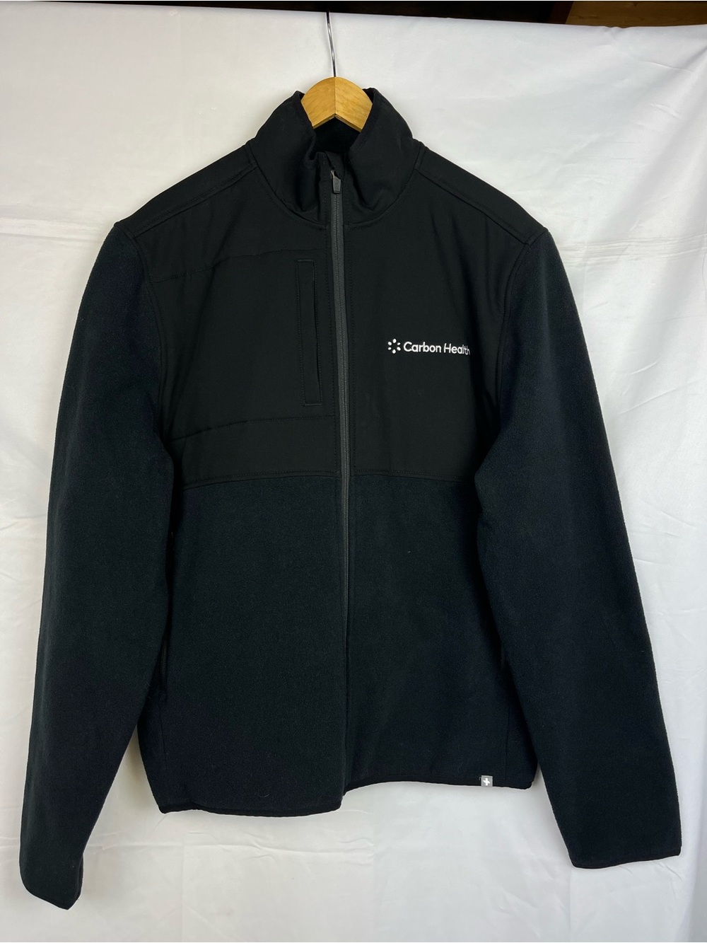 FIGS Men’s Fleece Jacket Black Full Zip Stand Collar XL Company Logo